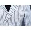 Moda Branco Vertical Striped Duplo Suit Homens Homens Do Casamento Noivo TuxeDos 2 peças Ternos Mens Traje Homme Mariage 210522