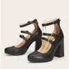 Schoenen Karin Dropship lente jurk zomer vrouwelijk Mary Janes pumps platform vierkante hak buckle strap hoge beknopte vrouw