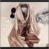 Avvolge Cappelli, Sciarpe Guanti Aessories Drop Delivery 2021 Design Luxury Solid Silk Sciarpa estiva Gradient Dip Dye Donna Musulmano Hijab Scialle Lon