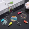 Transparenta skivor Circle Key Chains Clear Round Acrylic Keychain Blanks och Tassel Hänge Keyring