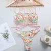 In-X Bandeau Bikini Set Sexy Holle Badmode Vrouwelijke String Bandage Badpak Dames Halter 2 Stuks Set Thong Badpak Nieuwe X0522