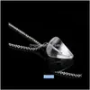 Medaillons Halsketten Anhänger Drop Lieferung 2021 Natürlicher Edelstein Mini Sechseck Prisma Reiki Pendel Anhänger Charms Heilung Chakra Amulett Mode