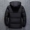 23SS heren winter winter warme mannen jas jas jas casual herfst kraag puffer dikke hoed witte eend parka mannelijke jassen met kap siz