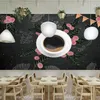 壁紙注文の壁画の壁紙モダンな手描きの繊細なコーヒーショップの黒板レストランEl Tooling背景の壁の絵画3 d