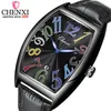 Ny Chenxi Toppmärke Luxury Mens Klockor Man Klockor Datum Företag Klocka Läderrem Quartz Armbandsur Män Klockgåva 8217 Q0524