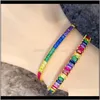 Biżuteria Design Dainty CZ Rainbow Bracelets for Women Girl Crystal Gold Charm Big Benger Biżuteria Prezent Wedding Drezna dostawa 2021 DR266G