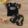 Été 2 pièces bébé enfant en bas âge garçon lettre imprimé camouflage t-shirt et short ensemble vêtements 210528