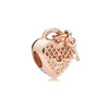 Nyankomst 925 Sterling Silver Rose Gold Magnolia Heart Beads DIY Fit Original European Charm Armband Mode Dam Smycken Tillbehör