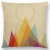 Grande housse de coussin soleil lune coloré montagne or pics rivières motif abstrait géométrique rétro taie d'oreiller coussin/décoratif