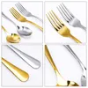 24 st / set rostfritt stål bestick dinnerware gyllene bord 24 stycken köksartiklar skedar gafflar 210928