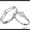 Drop entrega 2021 Joyas S925 Sterling Sier Circon Line Rings para pareja de moda de LFCRE5366516307Z