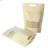Eco-friendly Ziplock Bags Kraft Paper Storage Stand Up Snack Pouches Sustainable Use Plastic With Transparent Windowgoods