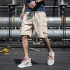 Summer Casual Side Pockets Cargo Spodenki Mężczyźni Bawełna Długość łydki Długość Boardshorts Męskie Sportswear Jogger Streetwear Krótkie spodnie 210806