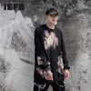 IEFB Tmen's Wear Pin Hole Tie Dyed Sweater Fashion Loose Big Size Knitted Round Collar Pullover Tops Male High Street 9Y6097 210524