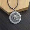 Pendant Necklaces 12pcs Viking Rune Pentagram Necklace Wiccan Pagan Norse Runic Elder Futhark Jewelry