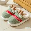 Pantofole 2021 suola spessa cervo natalizio donna uomo pantofola calda per interni morbido peluche amanti del pavimento invernale scarpe con plateau