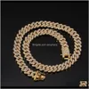 Pulseira conjuntos entrega de jóias 2021 12mm Miami Cuban Link Chain Chair Braceletes Set para Mens Hip Hop Bling Gelado Ouro Si