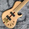 Custom Neck Throu Body Flamed Maple Top Ash Wood 6 Stränger Gitarrbas med 940mm Skala