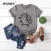 JFUNCY 2021 Sommer 100% Baumwolle Frauen T-shirt Plus Größe S-5XL Graphic Tees Kurzarm Weibliche Tops Niedlichen Igel Gedruckt T hemd Y0629