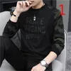 Hong Kong Långärmad bomull T-shirt herr Koreanska versionen av trenden Höstjacka 210420
