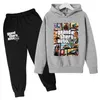 4-14Y 2021 Yeni Çocuk Rahat Moda Giyim Oyunu GTA 5 Hoodies GTA Sokak Dış Giyim Erkek Hip Hop Takım Elbise Çocuk Kazak + Pantolon G0917