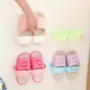 2021 Plastic Shoe Shelf Self Adhesive Living Room Bathroom Wall hanging Shoe Slipper Storage Rack Organizer