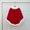 C5488 New Christmas Poncho Wool Blends Plush Faux Fur Collar Cape Cloak Outwear Coat Pullovers Ponchos