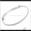 Bracelets Jewelry Drop Delivery 2021 Ijb0273 Wholesale 200Pcs/Lot 316L Stainless Steel Adjustable Bracelet Expandable Twisted Bangle For Wome