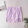 Foridol taille haute fleur imprimé satin jupes fendues femmes moulante soie violet mini jupe sexy dames jupe à glissière bas 210415