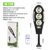 COB Solar Lamp Motion Sensor Outdoor LED Wall Lights Waterproof 3 Modes Sunlight Garden Lamps with Remote Pole