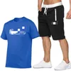 Mens Letter Printing Tracksuits Summer Fashion Trend Short Sleeve T-Shirts Shorts Gym 2 Piece Set Designer Male Casual Fitness Suits Size S-2XL