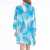 Beach Cover up Cotton Leaves Print Swimwear Robe de Plage Sarong Poncho wear Coverups Saida Praia #Q359 210420