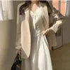 S-Lプラスサイズの夏のドレス女の子の渤国パーティー女性ビンテージホワイト半袖女性ESロングローブvestido 210423
