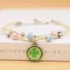 Nuevas pulseras de cristal hechas a mano con diente de león, flores secas tejidas, pulsera de cuentas de cristal, joyería para mujer