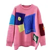 Personalized Design Sense Stitching Contrast Sweater Woman S7220 Women's Sweaters