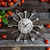 Nordic Kitchen Wall Clock Silent Cutlery Metal Art Large 3d Kitchen Restaurant Living Room Home Decor