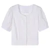 Été coton blanc Blouse femmes solide élégant décontracté femmes chemise hauts à manches courtes dentelle dames Blouses Blusas Mujer 9777 210512