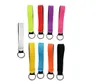 100pcs 파티 유리 단색 Neoprene Wristlet Keychains Lanyard Strap 밴드 분할 링 키 체인 홀더