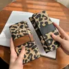 Whole factory women purses Japanese retro contrast leathers storage wallet street trend Leopard handbag Preppy Style multi-car308D