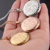 Vintage Engraved Flowers Round Necklace 3 Color Stainless Steel DIY Picture Frame Photo Locket Pendant Necklaces for Women Fashion Jewelry