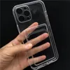 Crystal Soft TPU Phone Cases With Card Slot For Samsung Galaxy S22 S21 Ultra S20 FE Note 20 A13 A33 A53 A03S A90 A31 A41 A51 A71 A22 A32 A42 A52 A72 A82 Camera Protection