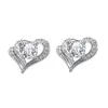 Crystal Love Heart Sliver Golden Color Stud Earrings For Women Stone White Gold Wedding Ear Studs Zircon Valentine Day Jewelry