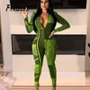 stripe Print Deep V Neck skinny Jumpsuits Women Sexy Autumn Long Sleeve night Club Party Playsuits High Waist Bodycon Jumpsuit 210520