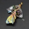 Wire Wrapped Colours Metallic Crystal Points Pearls Resin Pendant Handmade Healing Rough Titanium Rainbow Aura Lemurian Quartz Pendants Irregular Triangle Shape