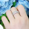 Choucong Brand Bijoux de luxe Anneaux de mariage 18K White Gold Fill 2 rangées Princess Cut Topaz CZ Diamond Eternity Femmes Bague de bague de fiançailles pour l'amant Cadeau Taille 6-9