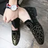 Черный горный хрусталь кожаные мужские платье обувь роскошный дизайнерский скольжение на человека мокасины мужские мокасины офисные бизнес мужская обувь семья 2021