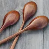 1Set 6 stycken träsked trä soppa skedar för att äta blandning omröring matlagning, lång handtag sked med kinesisk stil köksutsikt