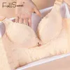 FallSweet dentelle longue ligne soutiens-gorge pour femmes sans fil rembourré Lingerie Sexy grande taille sous-vêtements Corset brassière 211110