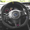 Handstitched Black Suede Leather Red Stitching Car Steering Wheel Cover For Subaru WRX STI 201520206025248