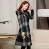 Misto lana da donna Giacca autunno-inverno Cappotto di lana scozzese Colletto alla coreana Slim Plus Size Capispalla femminile di base Top S42